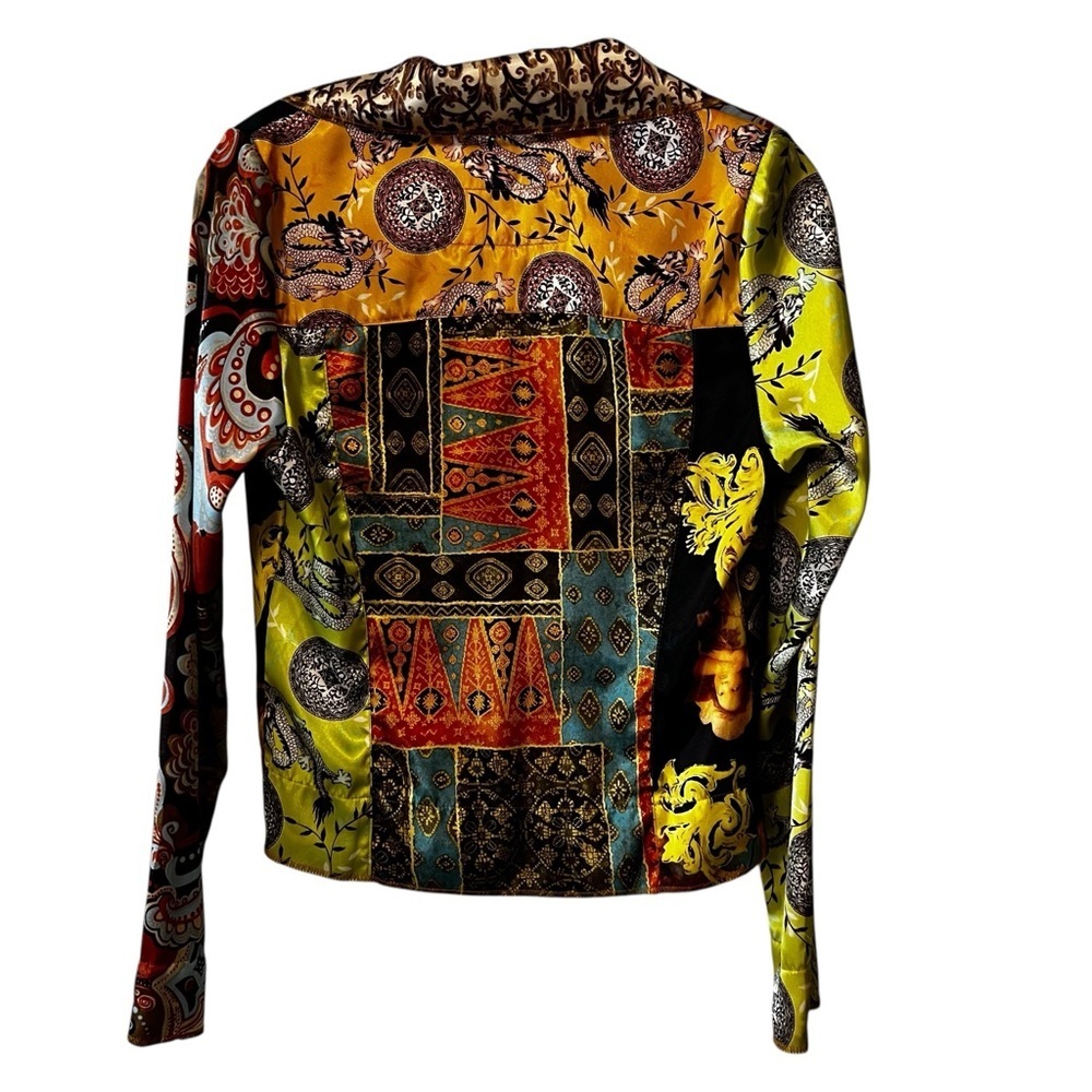 Nothing Matches 90s Baroque Patchwork Satin Jacket  Medium boho y2k art to wear - Picture 13 of 15